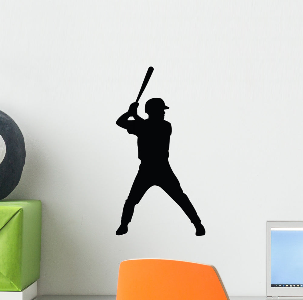 Baseball Player Silhouette Hitting with Stick Sticker for Sale by