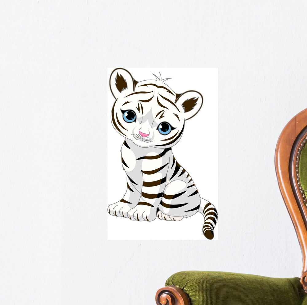 exotic baby white tiger cub print Sticker for Sale by dcrc