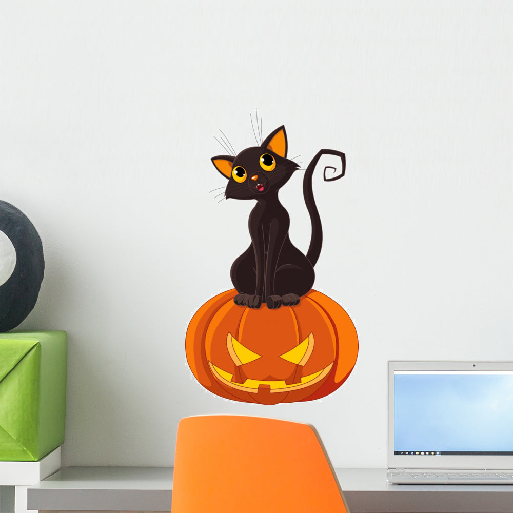 Pumpkin Cat Sticker Scaredy Cat Sticker Halloween Cat 