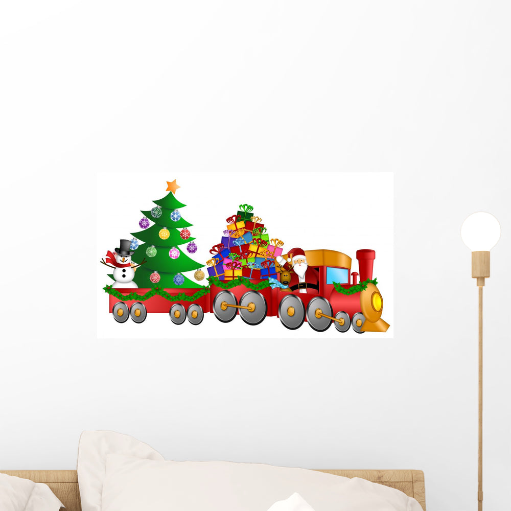 Santa Reindeer Snowman Train Wall Decal – Wallmonkeys