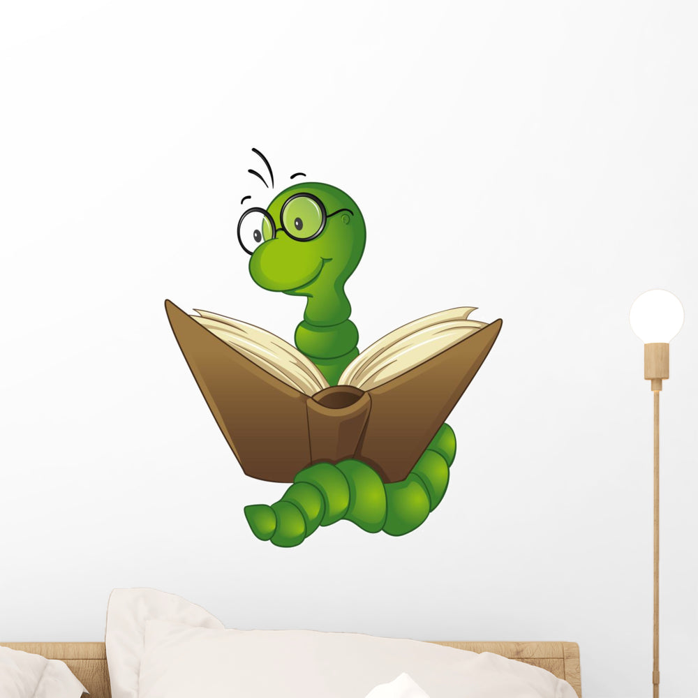 Cute Bookworm Wall Decal – Wallmonkeys