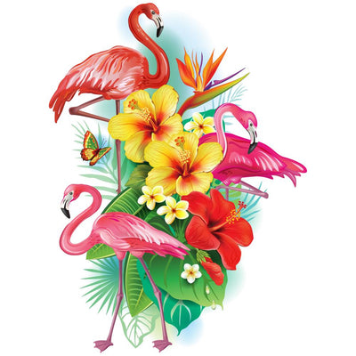 Cinco de Mayo: Pink Flamingo Mural - Removable Wall Adhesive Wall Decal Giant 52W x 36H