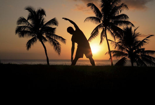 man stretching silhouette