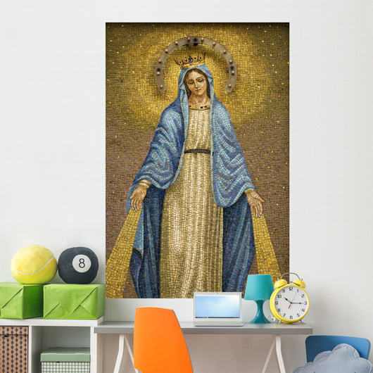 Our Lady of Walsingham tile mural store - religious wall art - mosaic - Virgin Mary art - Madonna and Child - ready to hang - made in Italy