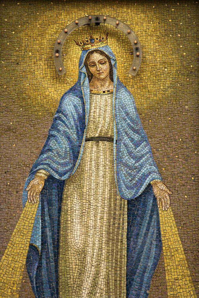 Our Lady of Walsingham tile mural - authentic religious wall art - mosaic - Virgin Mary art - Madonna and Child - ready to hang - made in Italy