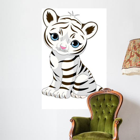 exotic baby white tiger cub print Sticker for Sale by dcrc