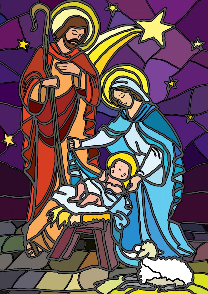 nativity scene stained glass