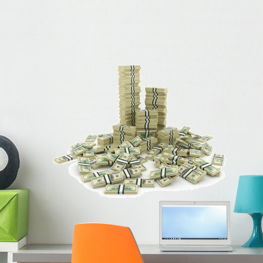 Big Pile Money Green Wall Decal -  – Wallmonkeys