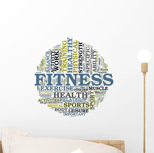 Fitness And Health Circle Word Cloud Concept Wall Decal -  –  Wallmonkeys