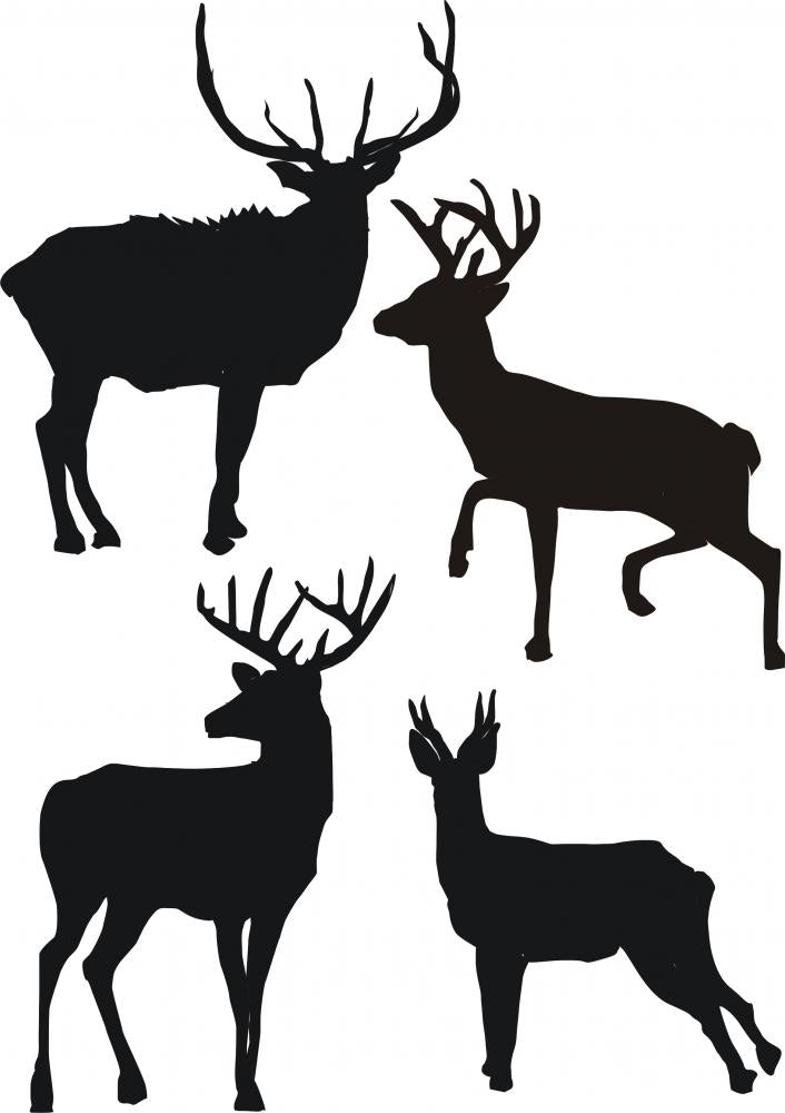 deer family silhouette vector