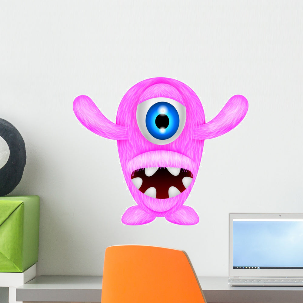 Scary Pink Monster Wall Decal - WallMonkeys.com – Wallmonkeys