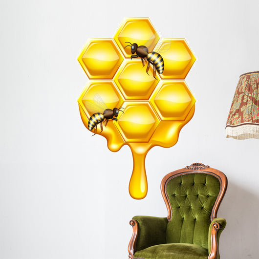 STL file honeybee on honeycomb wall art honey bee wall decor 2d