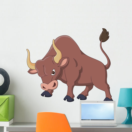 Angry Bull Cartoon Wall Decal -  – Wallmonkeys