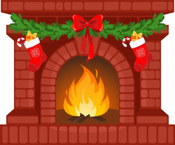 Christmas Fireplace Wall Decal