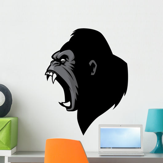 Angry Gorilla Head Wall Decal – Wallmonkeys