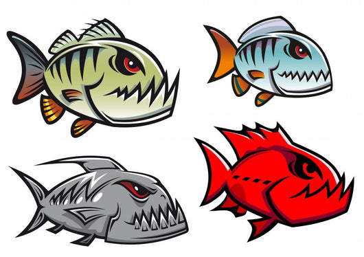 piranha fish drawing comic symbol illustration fun' Sticker