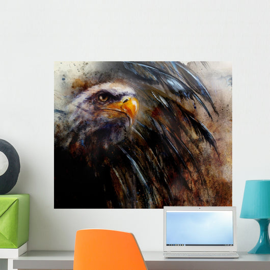 Painting Eagle On An Abstract Background, USA Symbols Freedom Wall Decal -   – Wallmonkeys