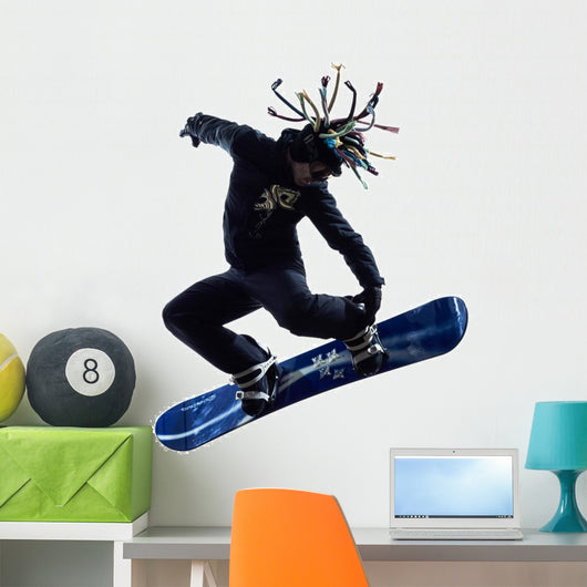 Snowboarder Dreads Silhouette Wall Decal -  – Wallmonkeys