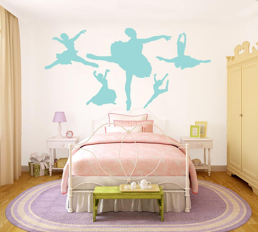 Light Blue Ballerina Silhouette Wall Decal Sticker Set Wall Decal