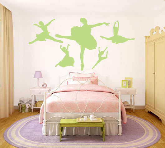 Lime Green Ballerina Silhouette Wall Decal Sticker Set Wall Decal