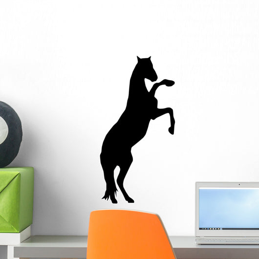 Sticker rearing horse, vector silhouette 